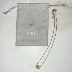 Kendra Scott Tess White Iridescent/Rose Drusy Pendant Rose Gold Necklace